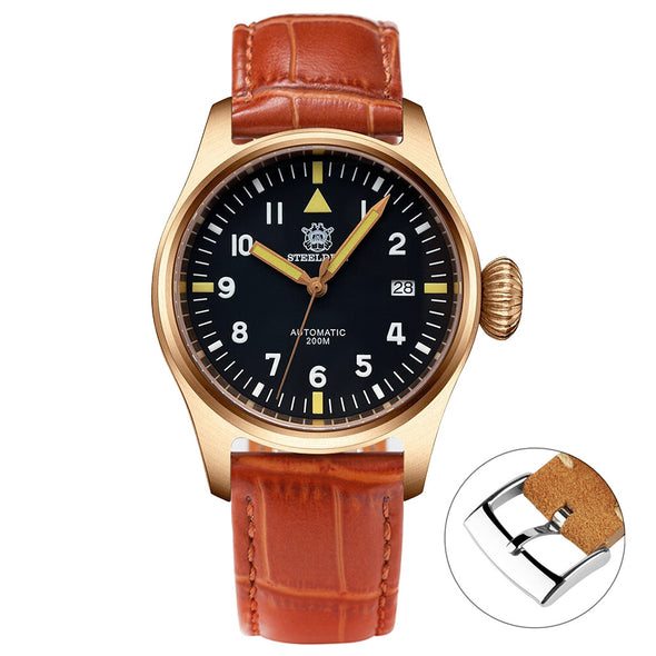 Steeldive SD1928S Bronze Pilot Watch - Onion Crown